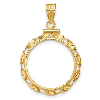 Pre-owned Jewelry Stores Network 14k Yellow Gold Twisted Ribbon Screw Top Us Dime Coin Bezel
