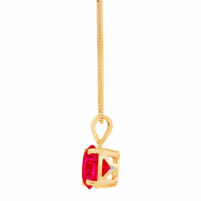 Pre-owned Pucci 1.50 Ct Round Cut Tourmaline Simulated Pendant 18" Chain Box 14k Yellow Gold In Red
