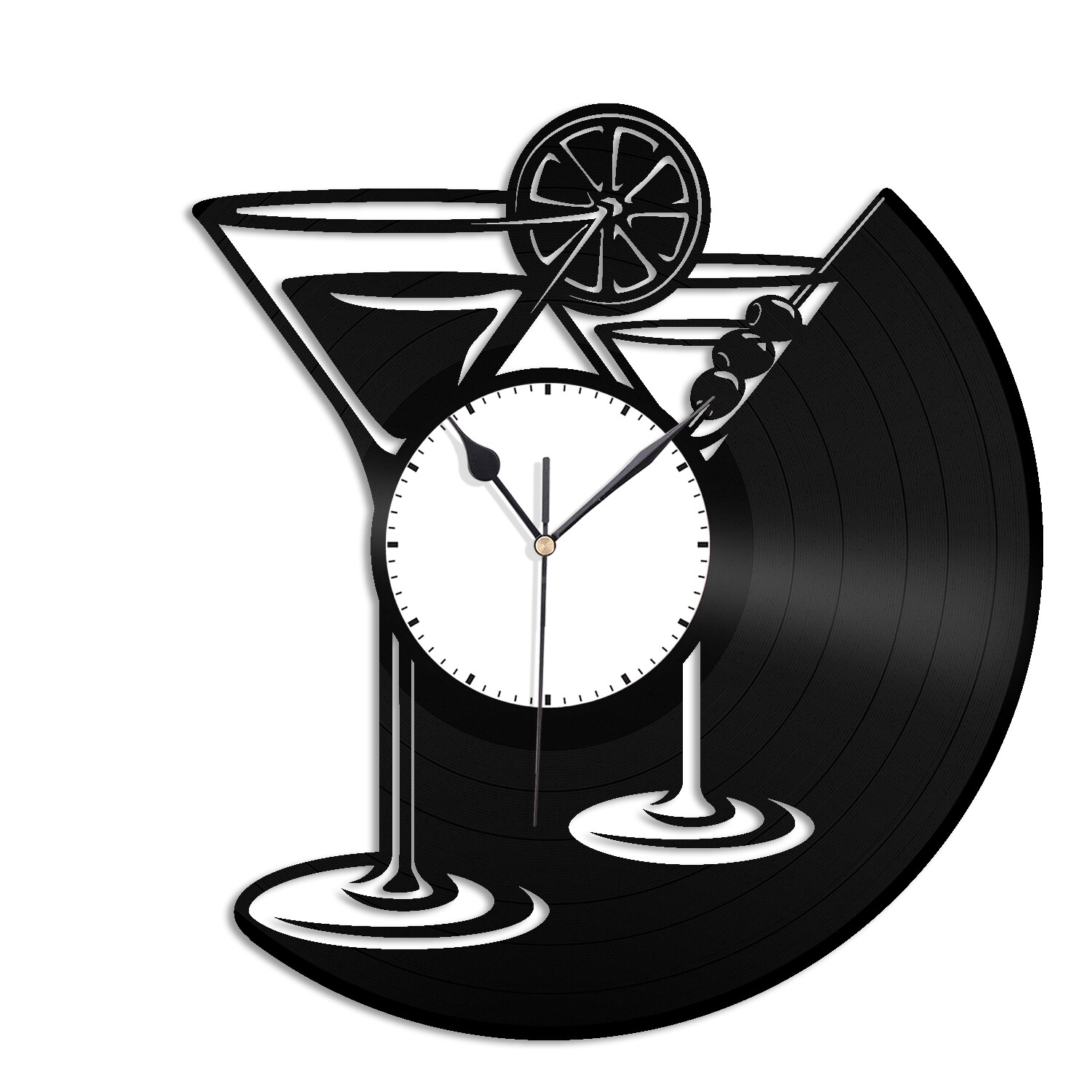Martini Glass Vinyl Wall Clock Record Unique Design Home And