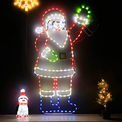 Snokip 5Ft 273 LED Santa Claus Light with Controller, Colorful Neon Light for Ou