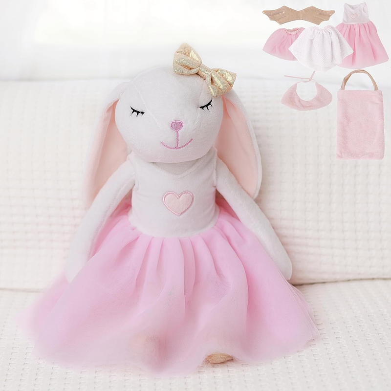 Bunny Ballerina Stuffed Animal for Girls, Plush Toy Doll - C