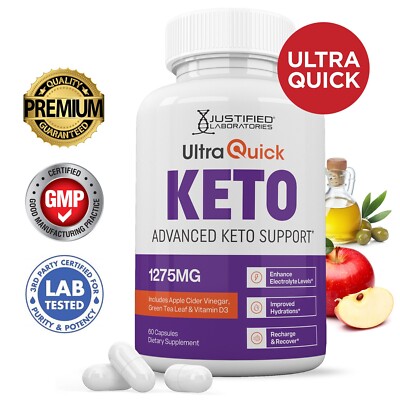 Ultra Quick Keto ACV Pills 1275 MG Stronger Than Gummies Keto Support 1 Bottle