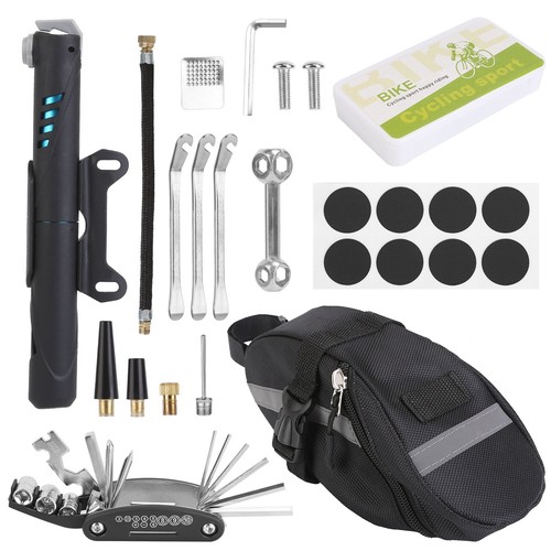 25x Bicycle Repair Tools Kit Bike Accessories Multi Tool Set w/ Pump Tire Patch