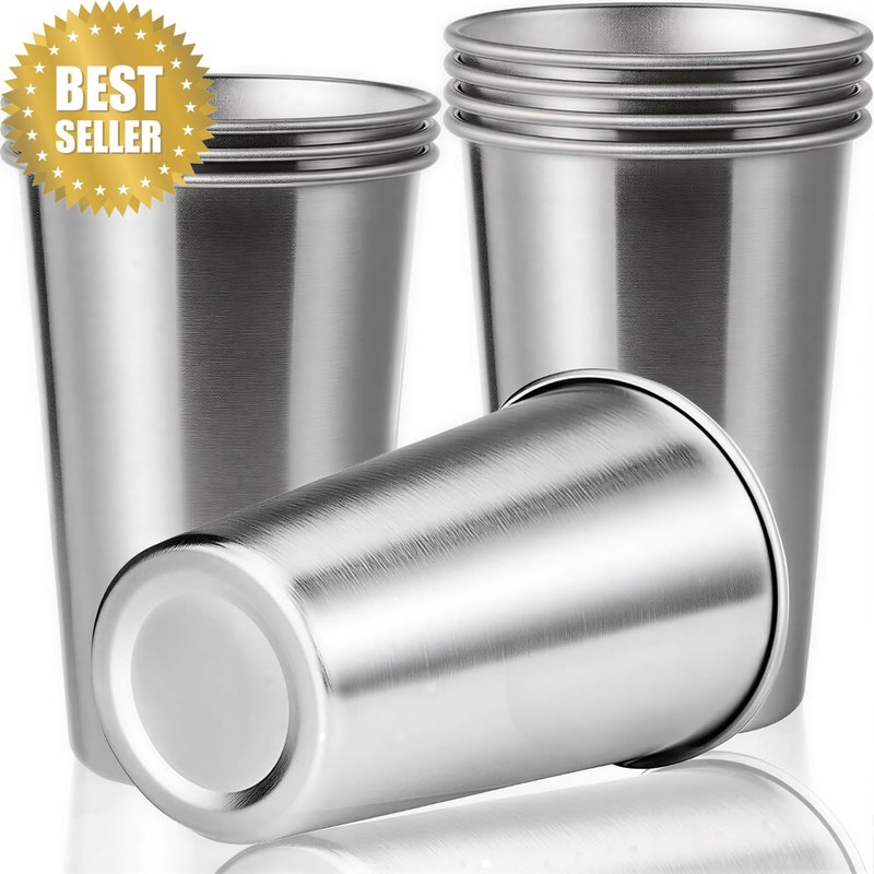 Stainless Steel Pint Cups, 24Oz Metal Drinking Glasses, Unbreakable and Stackabl