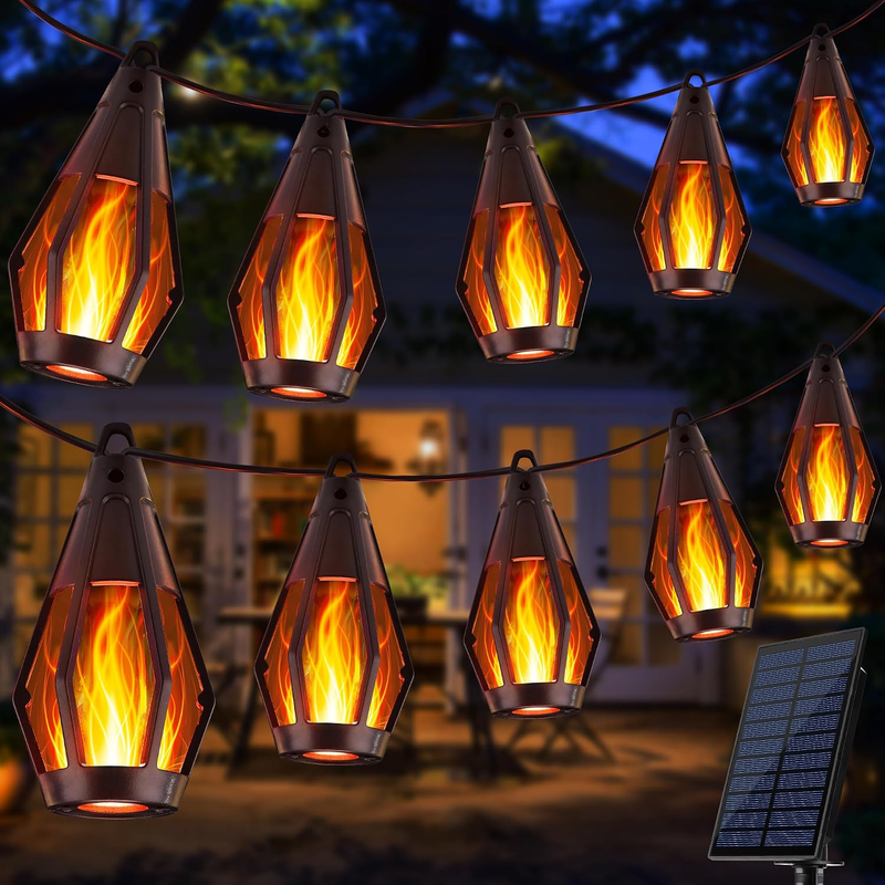 Joomer Solar Lichterkette Aussen 12.6M 15 LED Glühbirnen Mit Flammeneffekt