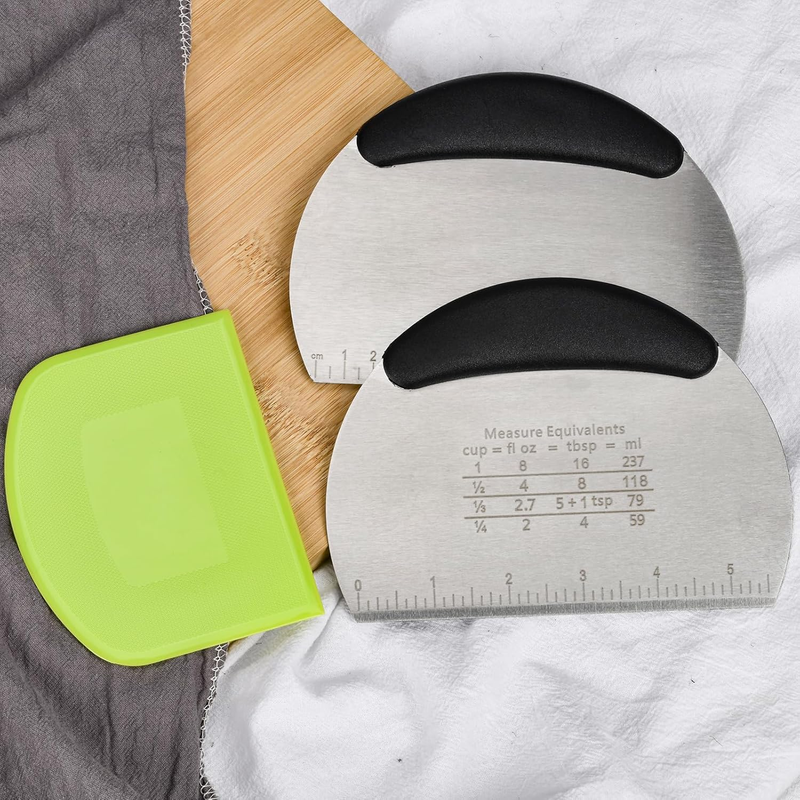 Dough Scraper Pastry Scraper Bench Scraper with Plastic Flexible Bowl Scraper Mu