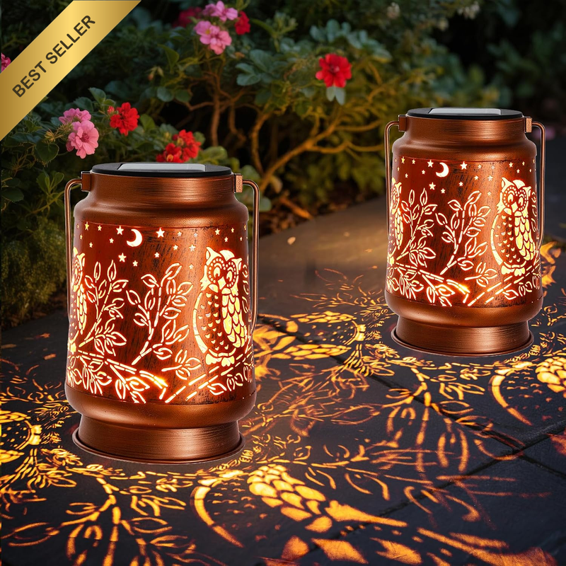 YWYELED Outdoor Solar Lanterns Waterproof - Metal Hanging Solar Lights Outdoor D