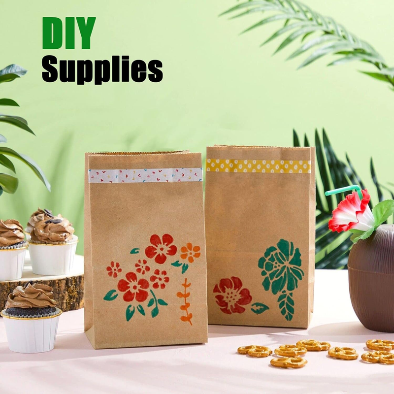 50Pcs Kraft Paper Bread Bags, 9.4x5x3 inches Unbleached Biodegradable Paper Sand