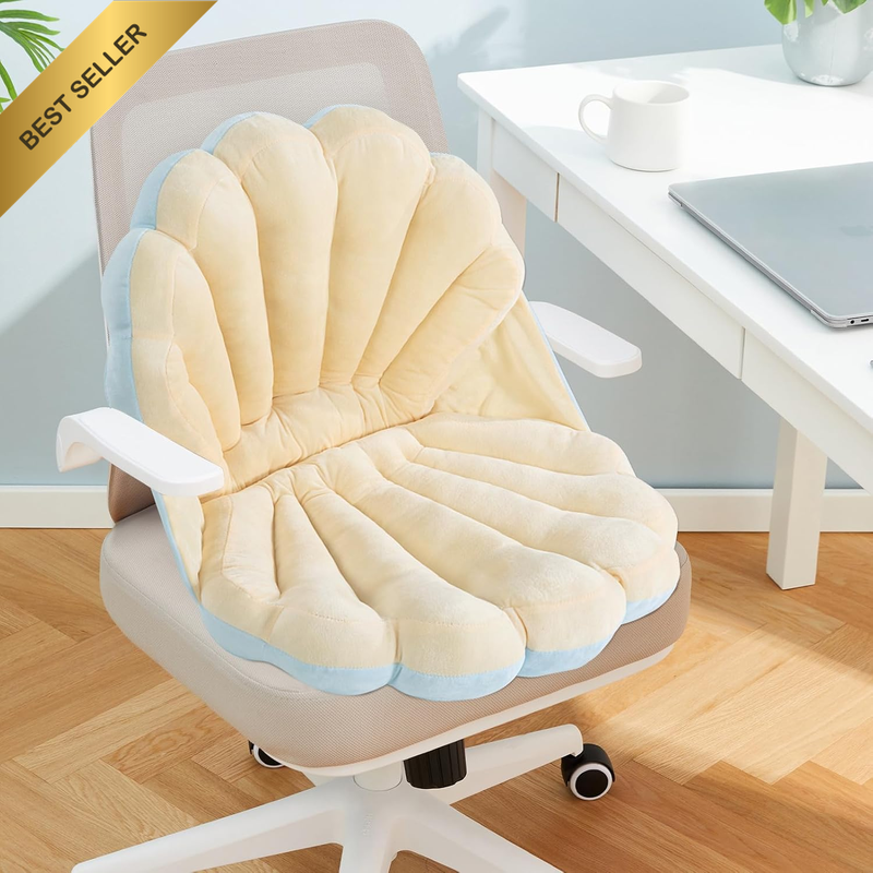 Shell Shaped Seat Cushion with Backrest, Cute Gaming Chair Cushion, Openable She