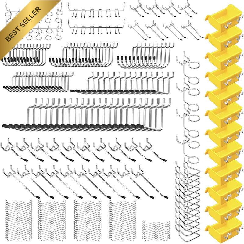 262 PCS Pegboard Hook Set, Peg Board Organizer Accessories with Bins & Peg Lock