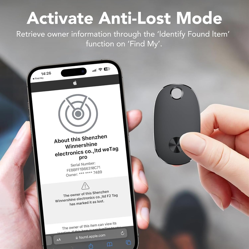 Air Tracker Tags-4 Pack: Smart Bluetooth Tracker, Item Finder Works with Apple F