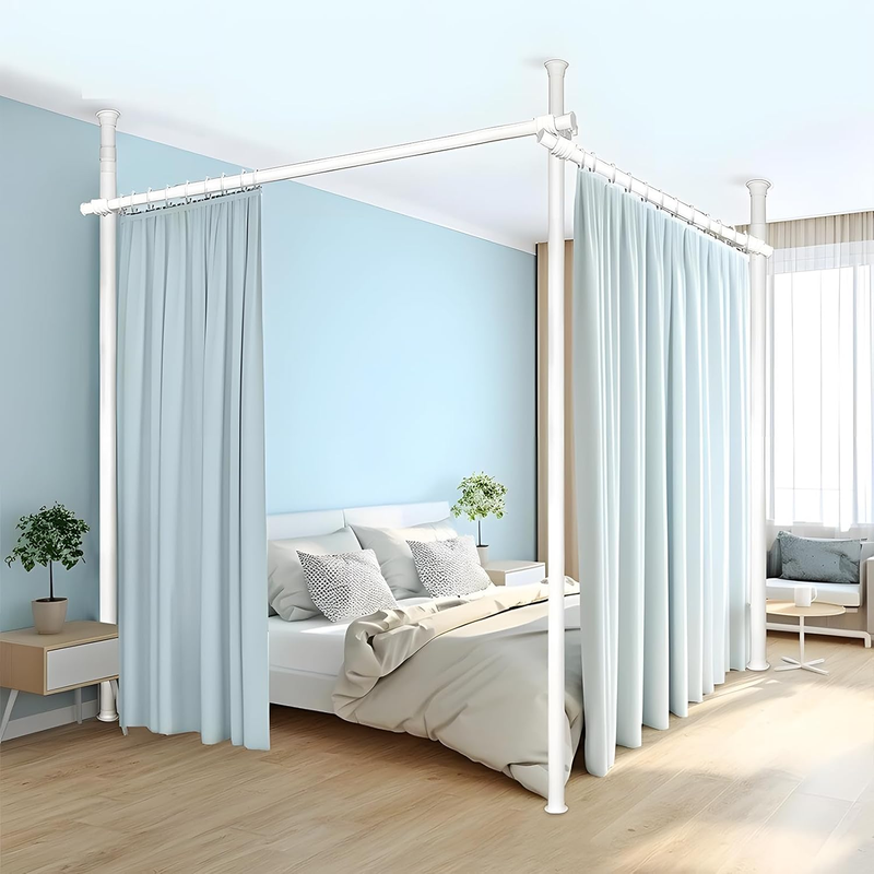 Room Divider Curtain Rod No Drill Wall Divider for Room Separation,122-305Cm(H)