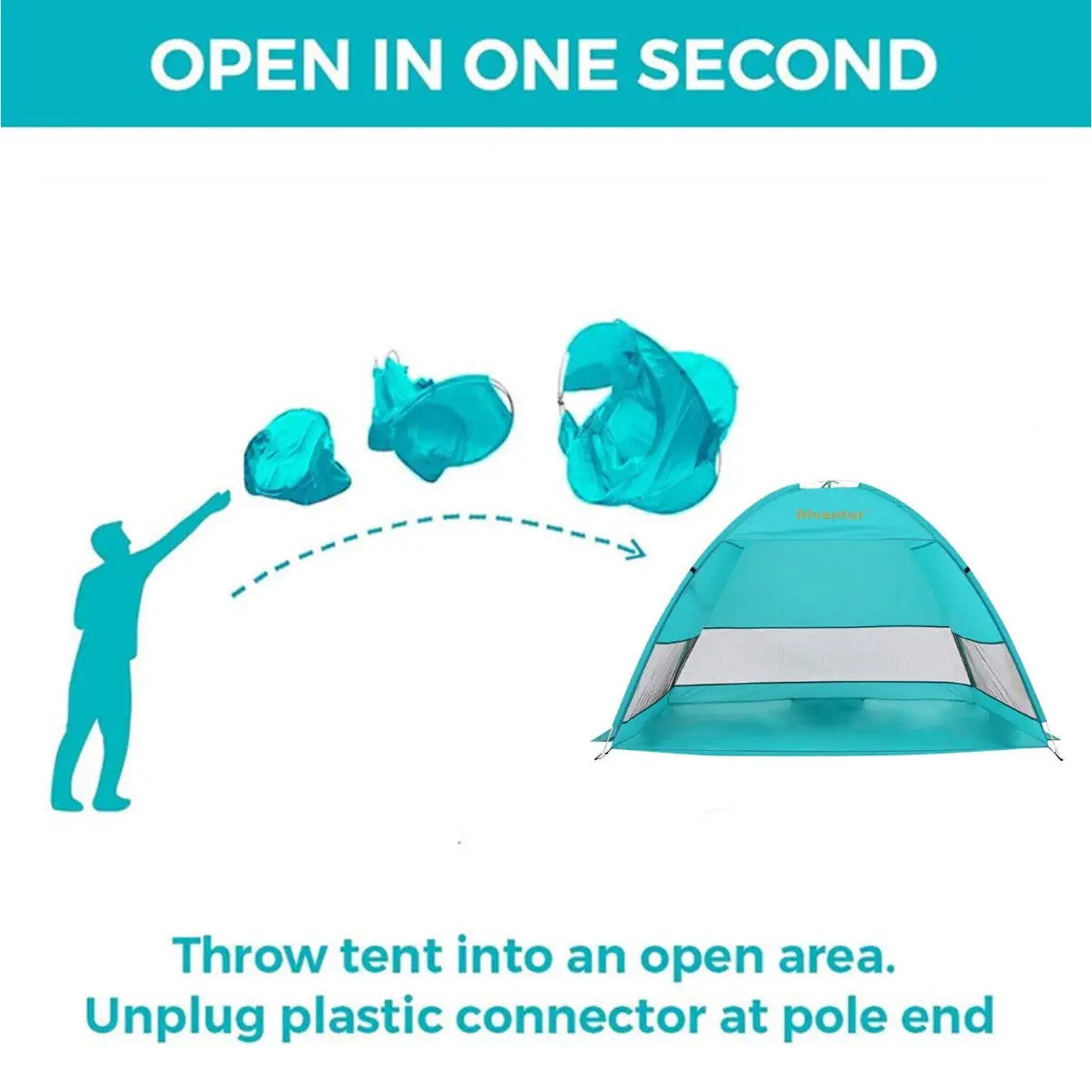 Alvantor Beach Tent Automatic Pop Up Outdoor Umbrella Half Sun Shelter Canopy