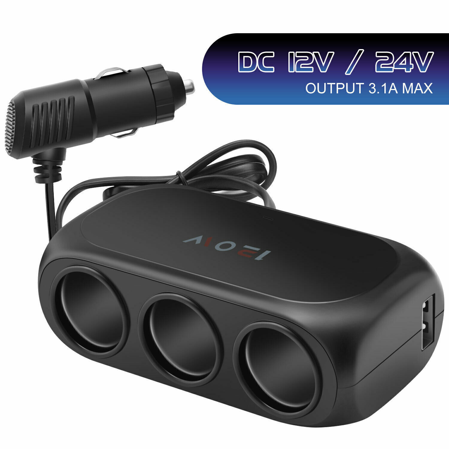 Dual USB Car Cigarette Lighter Charger 3 Way Socket Splitter DC 12/24 V Adapter