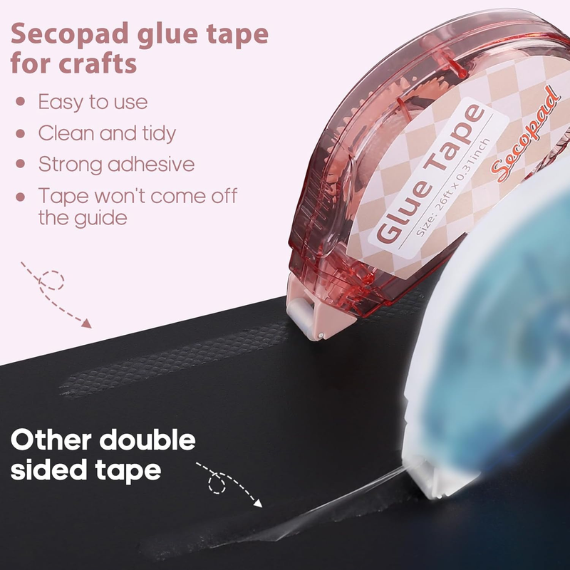 Scrapbook Tape, 4 Pack Double Sided Tape Roller for Crafts, Sticky Glue Tape Run