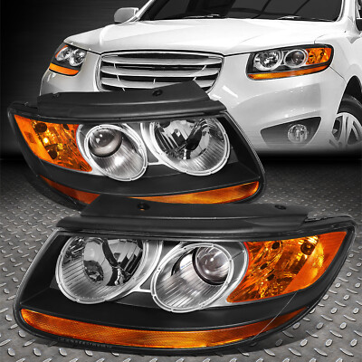 ДЛЯ 07-12 SANTA FE ЧЕРНЫЙ КОРПУС, ЯНТАРНЫЙ УГОЛ ПРОЕКТОРА, ФАРЫ ГОЛОВНОГО СВЕТА