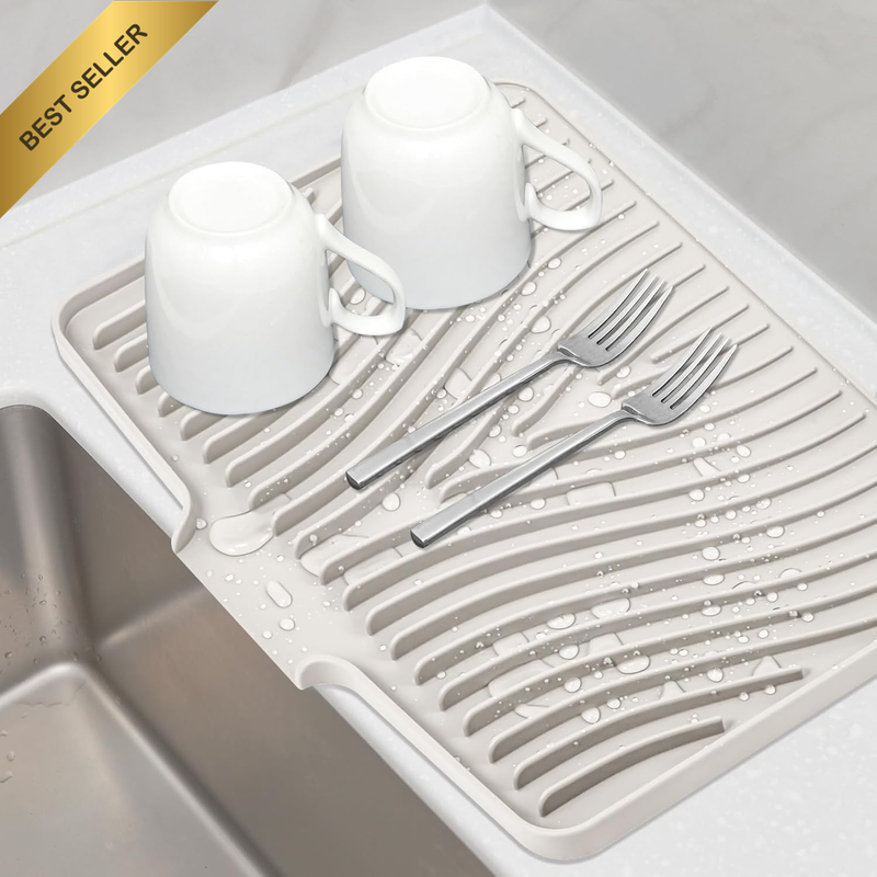 Silicone Dish Drying Mat for Kitchen Counter, Dish Drying Pad, Non-Slip Drain Pa
