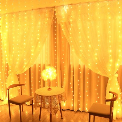 Eueasy 300 LED Curtain Lights 9.8ft x 9.8ft Fairy Lights with 8 Modes String ...