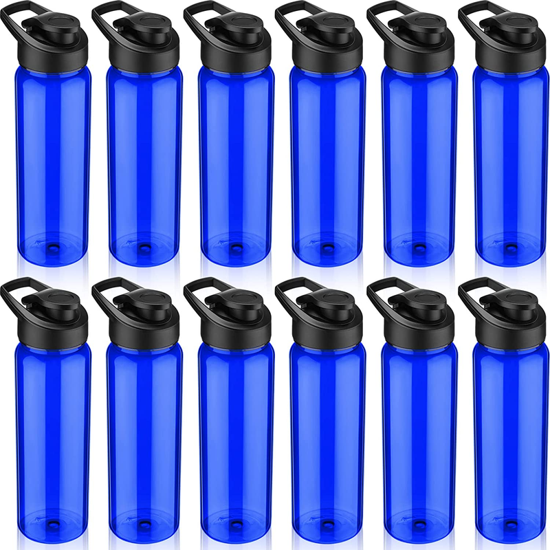 24 Oz Blue Clear Water Bottles Bulk Reusable Sport