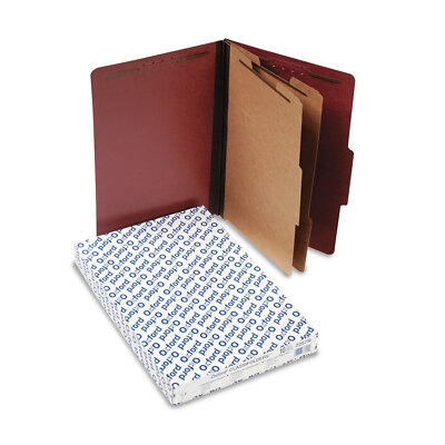 Pendaflex Six-Section Pressboard Folders Legal 2/5 Tab Red 10/Box 2257R