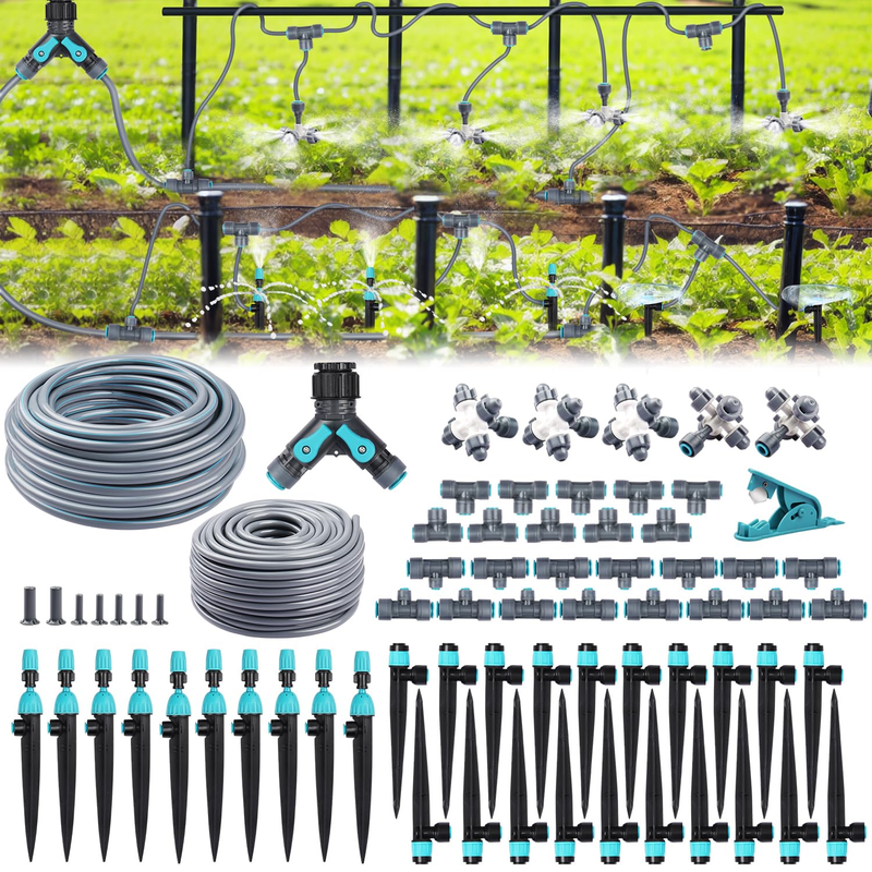 Garden Drip Irrigation System: Raised Garden Bed Drip Irrigation Kit with Quick