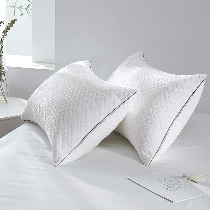 2 Pack, Luxury Queen Size Pillows For Sleeping, Hotel Fluffy Pillow Set