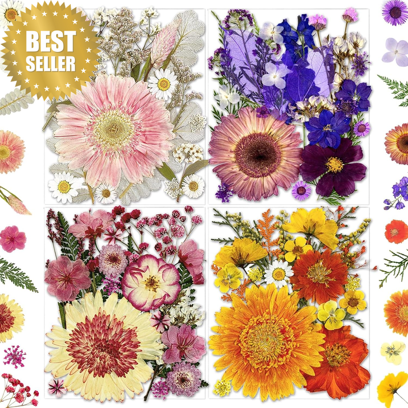 98Pcs Pressed Dried Flowers for Resin Molds, Pressed Bulk Big Dried Floral Leave