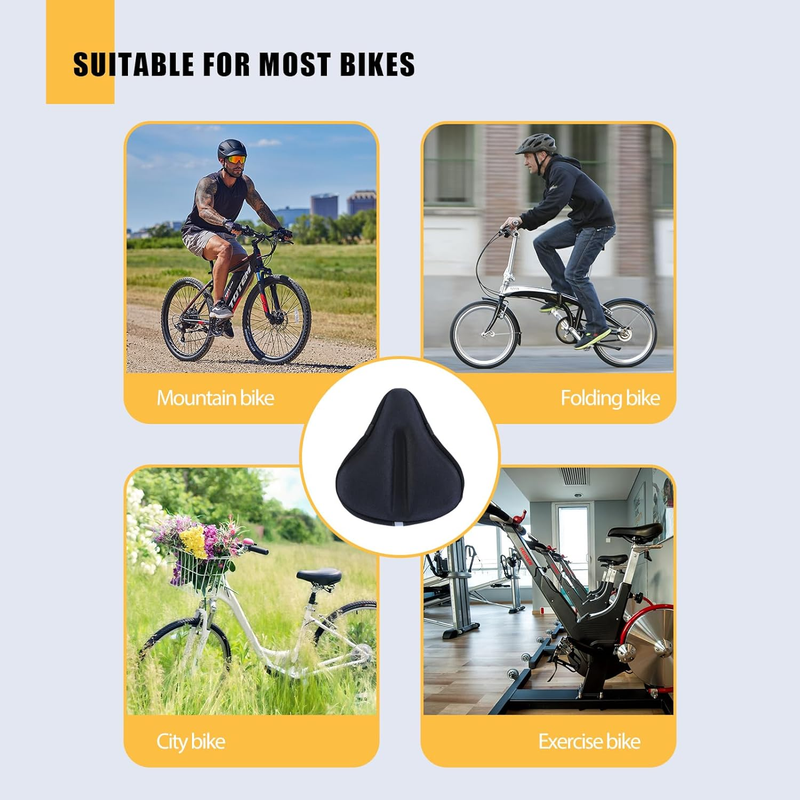Bike Seat Cover, 10.6"*9.8" Wide Comfortable Bike Seat Cushion for Men & Womens,