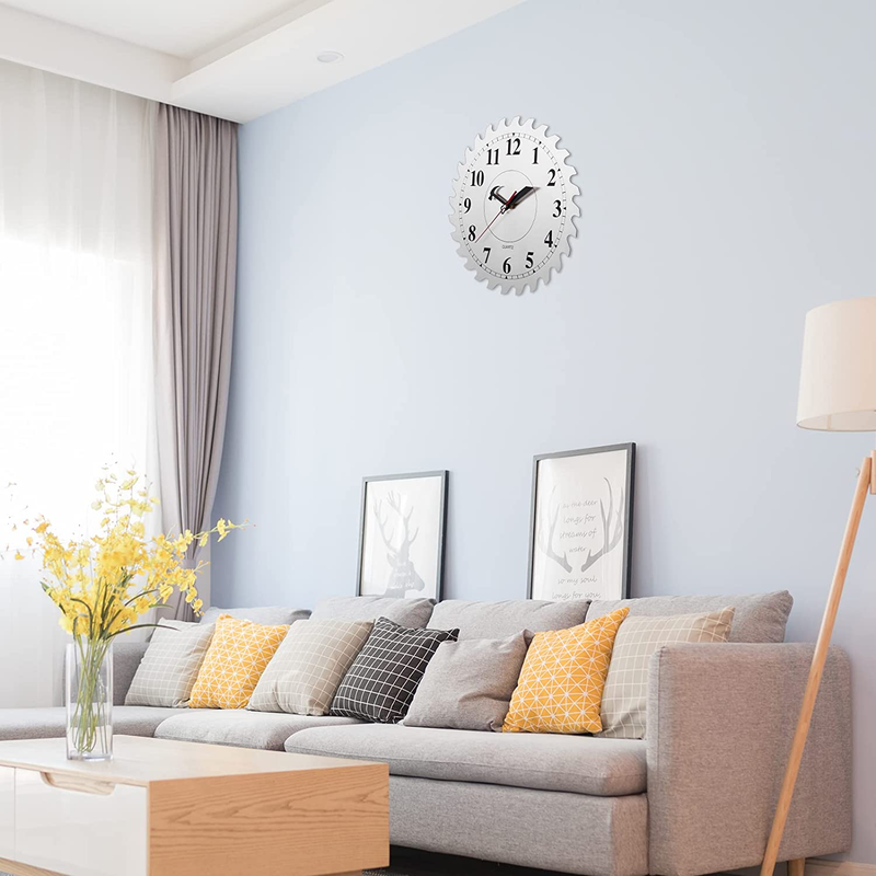 12 Inch Metal Wall Clock with Circular Saw Blade Dial, Handsaw and Hammer Pointe