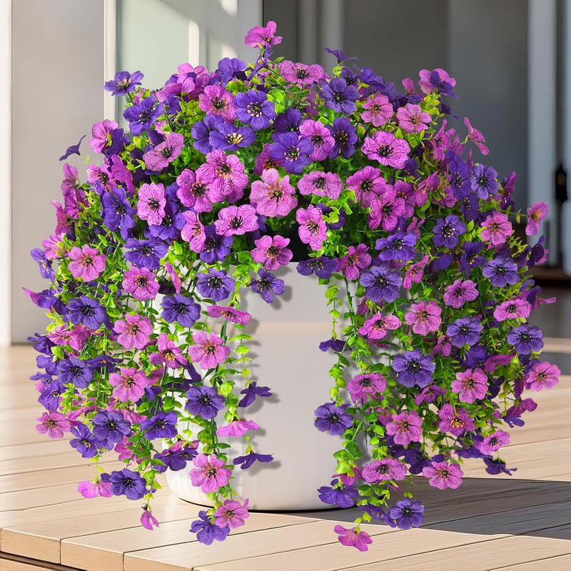 INQCMY 2 Pcs Artificial Fake Hanging Flowers for Outdoors UV Resistant