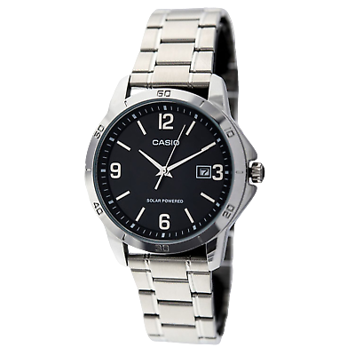 Casio MTP VS02D 1A Men s Standard Solar Powered Stainless Steel Date Watch WT30