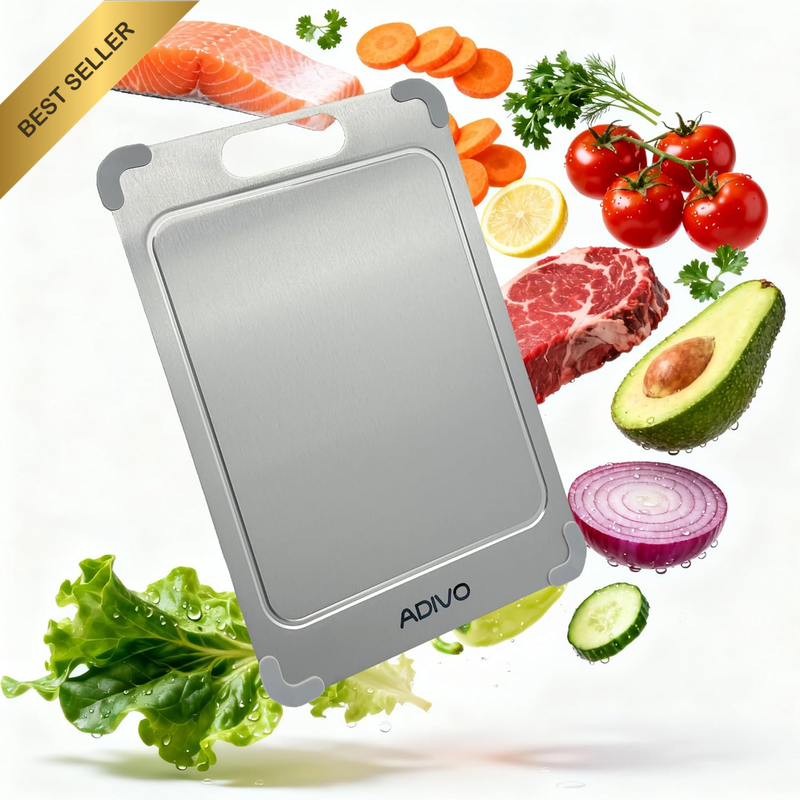 Pure Titanium Chopping Board, Rectangular Metal Cutting Board for Kitchen, Non‑P