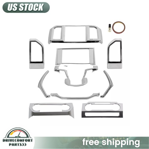 Полный комплект внутренней отделки Центральной консоли Комплект декоративных накладок для Ford F150 15-20 Хром