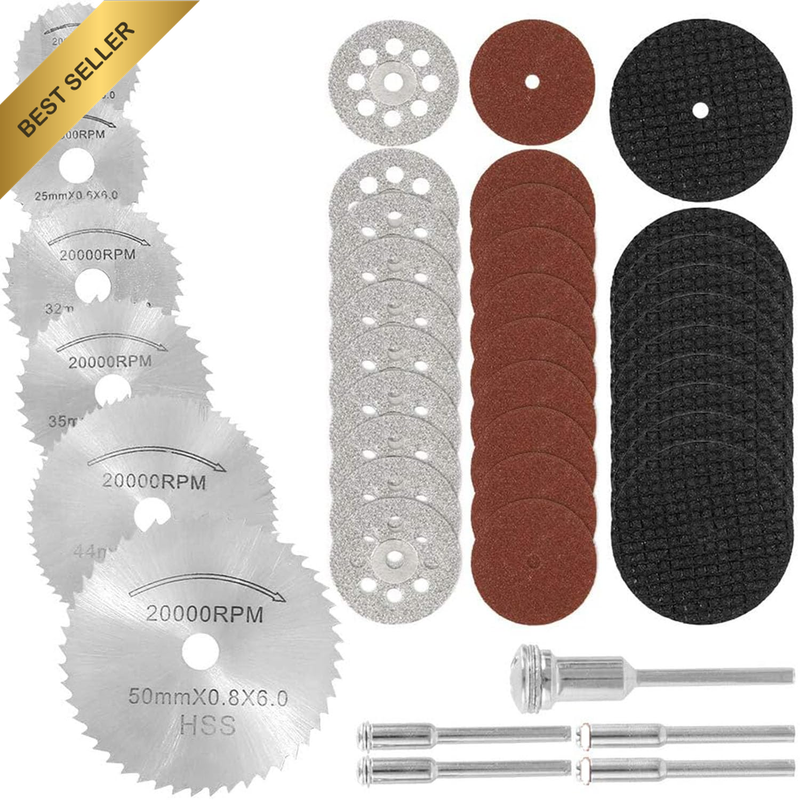 41Pcs Cutting Wheels Set, Mini Diamond, Resin & HSS Wood Cutting Discs, Compatib