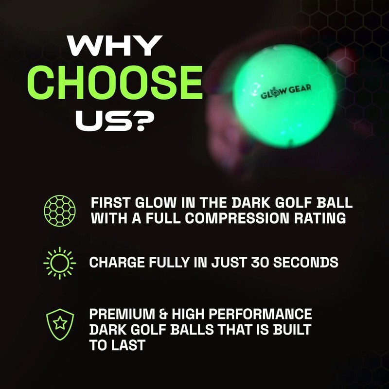 Glow Gear Golf - Glowv1 Glow Golf Balls Charger Light Pack with Refills of Glow