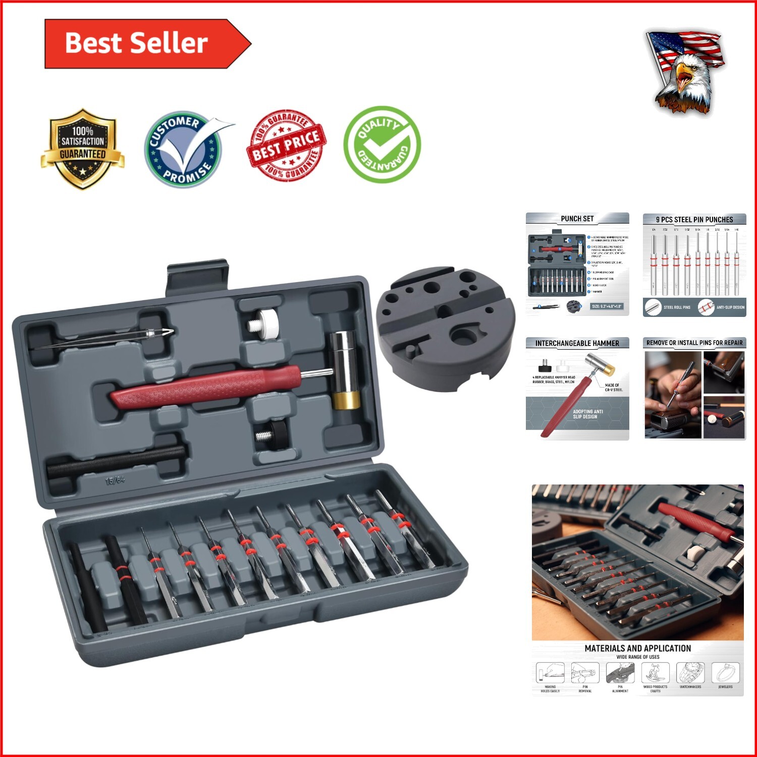 ・*.punchan‪‪‪.*¨̮・ Premium Pin Punch Hammer Set: 25-Piece Punch Set and Hammer