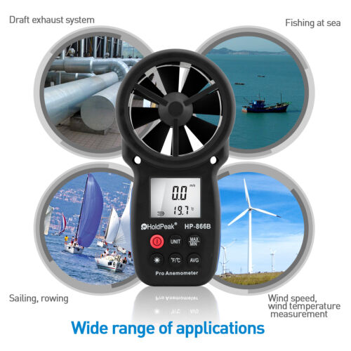 LCD Digital Anemometer Thermometer Handheld Wind Speed Meter Gauge Air Tester US