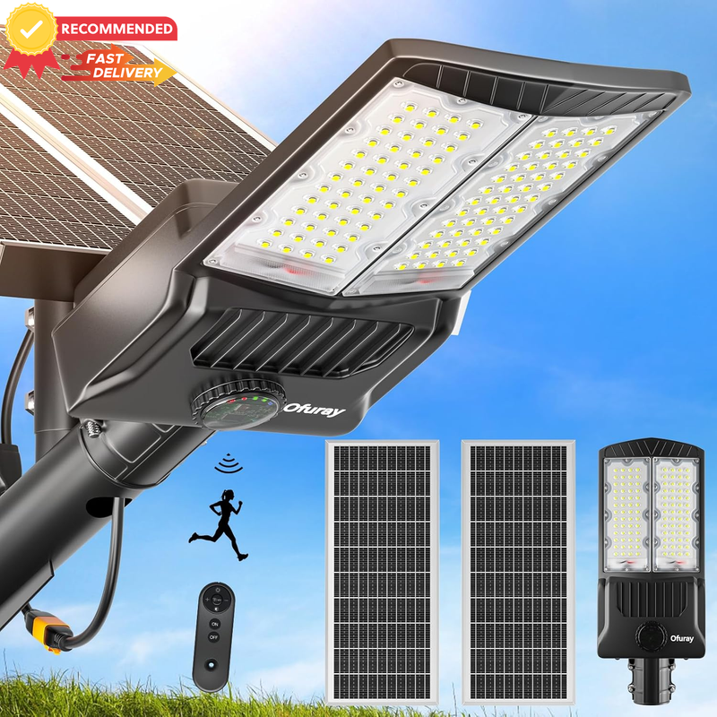 7000W Solar Street Light, Dusk to Dawn 6500K, IP67 Waterproof, Motion Sensor
