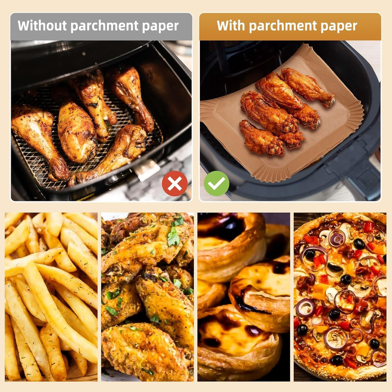 Disposable Air Fryer Liners, 200 PCS 9-Inch Square Air Fryer Paper, Microwave Ba