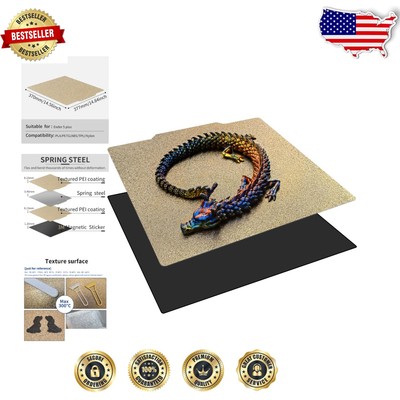 Ender 5 Plus Double Sided Textured PEI Build Plate - 377x370mm Flexible Steel