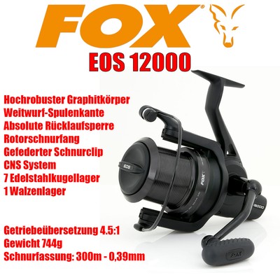 0,34mm 375m Fox EOS 12000 FS Freilaufrolle Rolle Karpfenangeln
