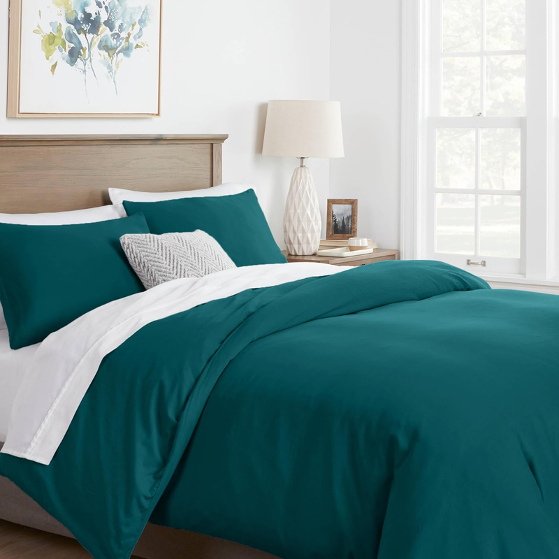100% Egyptian Cotton Duvet Cover Twin/Twin XL Size - 600 Thread Count 3 PC Twin Duvet Cover, Egyptian Cotton Duvet Cover Set, Soft, Breathable, Hidden Zipper Closure Duvet Cover - Teal
