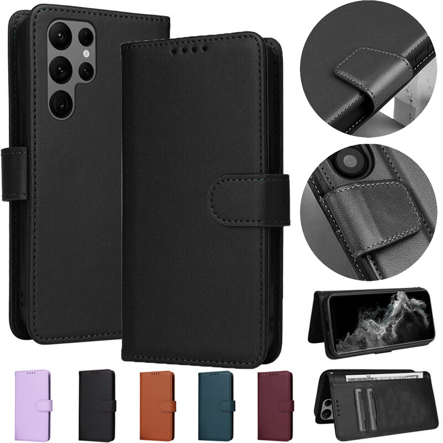 Case For Samsung S26 25 S24 S23 S22 S21 FE Ultra Flip Leather Wallet Phone Cover