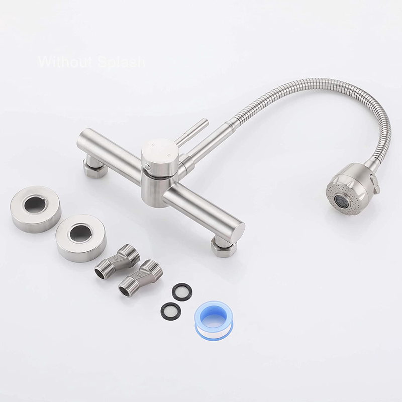Wall Mount Kitchen Faucet One Handle 8" Inch Center Commercial Sink Faucet with