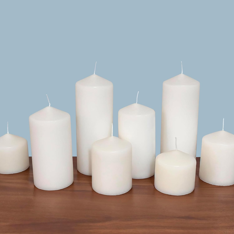Unscented White Tall Pillar Candles, 65 Hour Burning Candle Pillars, Perfect for