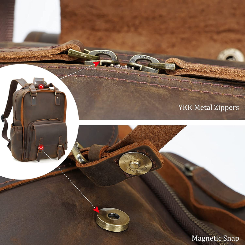Polare Large Vintage Full Grain Italian Leather Backpack 15.6 Inch Laptop Bag Hi