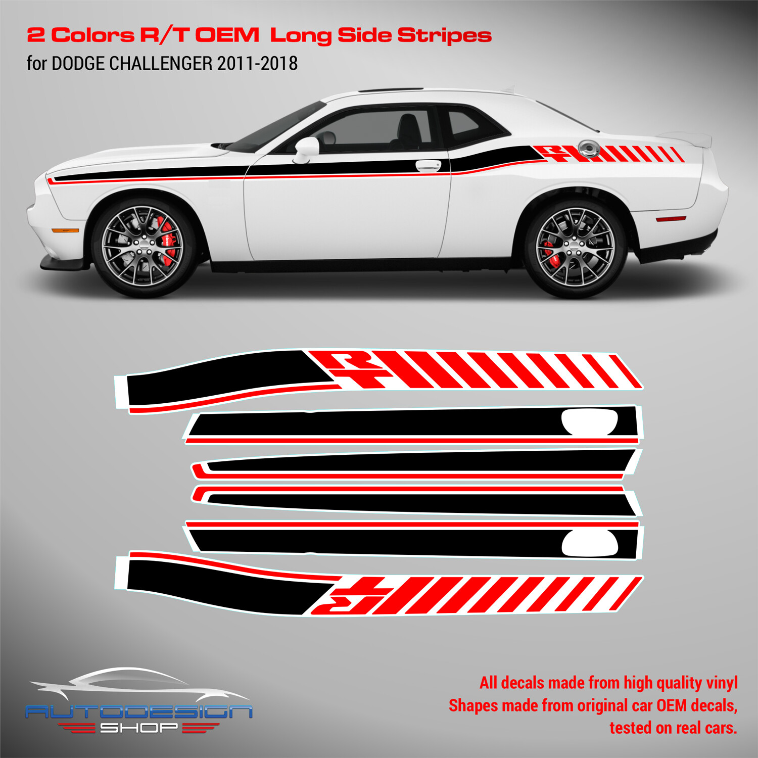 DODGE Challenger RT printed Long side stripes 2 colors 2011