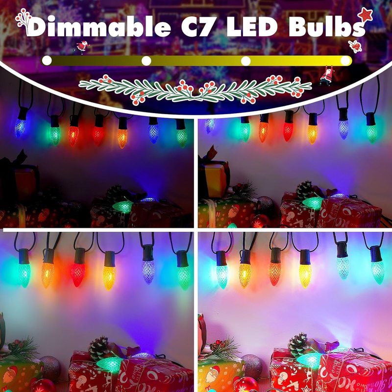50 Pack C7 LED Christmas Replacement Bulbs,Multicolored Waterproof LED Bulbs, Sh