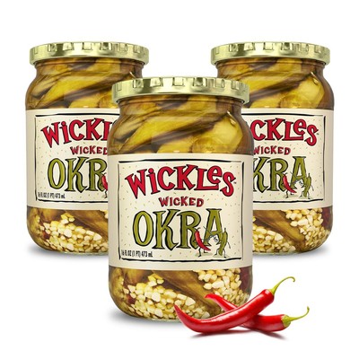 Pickles Wicked Okra (3 Pack) - Sweet & Spicy Pickled Okra - Slightly Sweet, D...