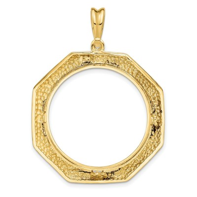 Pre-owned Jewelry Stores Network 1982-2000 50 Yuan China 1/2 oz Panda Prong Set Octagonal Coin Bezel In 14k Gold
